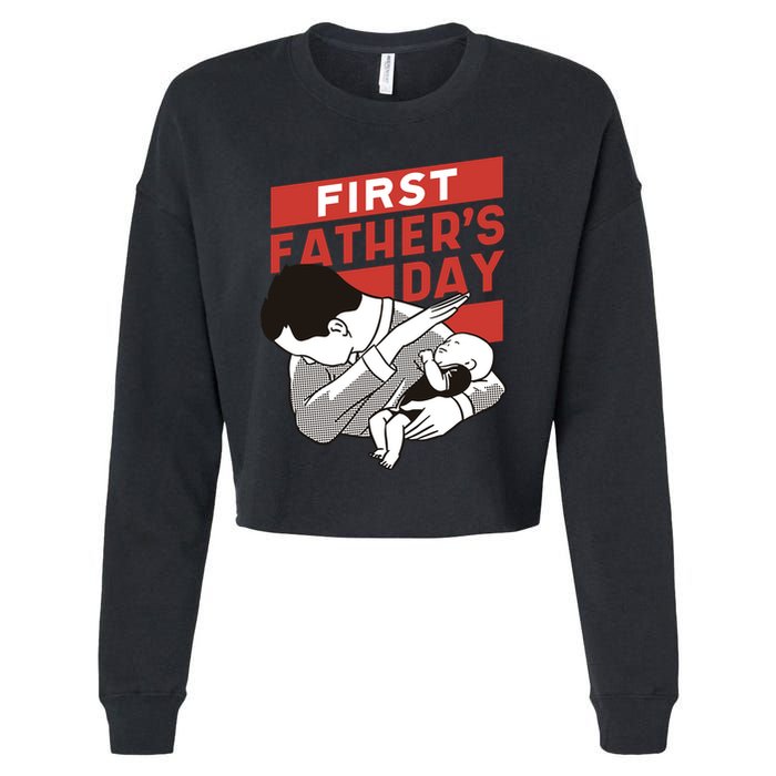 First Father's Day Dab Cropped Pullover Crew