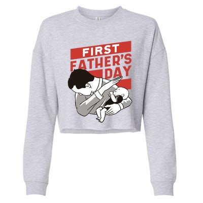 First Father's Day Dab Cropped Pullover Crew