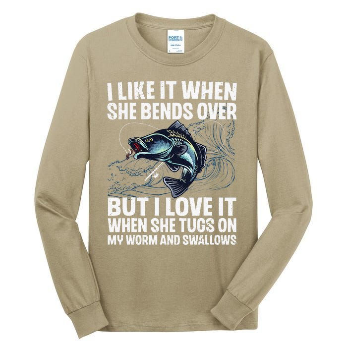 Funny Fishing Design For Women Fishing Fish Fisherman Tall Long Sleeve T-Shirt