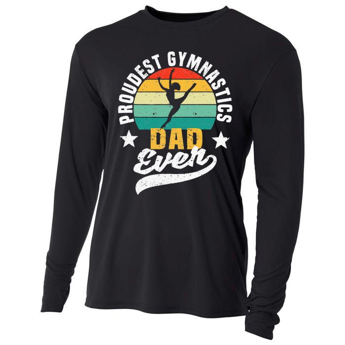 Funny Fathers Day Gymnast Proudest Gymnastics Dad Ever Cooling Performance Long Sleeve Crew