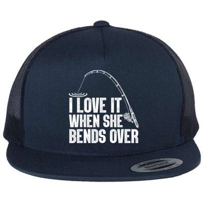 Funny Fishing Design For Women Fisherman Fishing Rod Flat Bill Trucker Hat