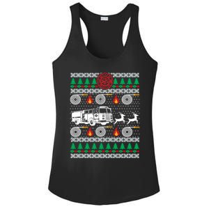 Firefighter Fire Dept Ugly Christmas Funny Xmas Pajama Funny Gift Ladies PosiCharge Competitor Racerback Tank