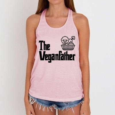 Funny Fathers Day The Veganfather Vegan Raw Food Dad Gift Women's Knotted Racerback Tank