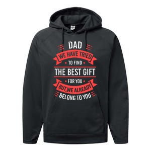 Funny Fathers Day For Dad From Daughters Fathers Day Performance Fleece Hoodie