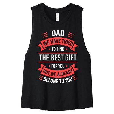 Funny Fathers Day For Dad From Daughters Fathers Day Women's Racerback Cropped Tank