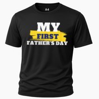 First Fathers Day Tee First Time Dad Father Gift Cooling Performance Crew T-Shirt