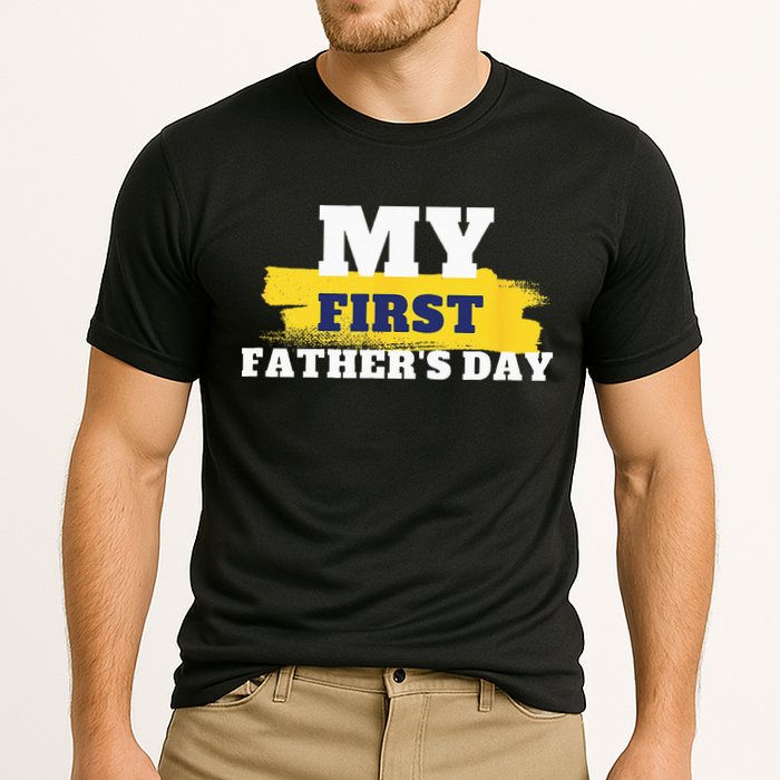 First Fathers Day Tee First Time Dad Father Gift Cooling Performance Crew T-Shirt