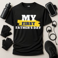 First Fathers Day Tee First Time Dad Father Gift Cooling Performance Crew T-Shirt