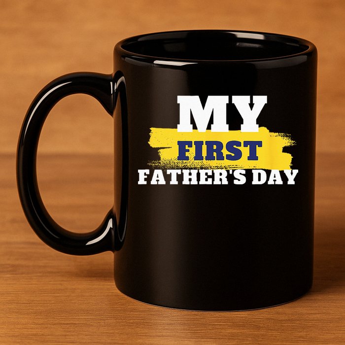First Fathers Day Tee First Time Dad Father Gift 11oz C Handle Ceramic Mug