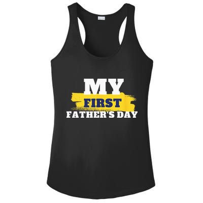 First Fathers Day Tee First Time Dad Father Gift Ladies PosiCharge Competitor Racerback Tank