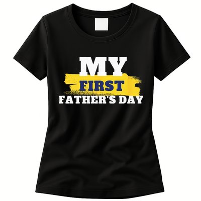 First Fathers Day Tee First Time Dad Father Gift Womens T-Shirt