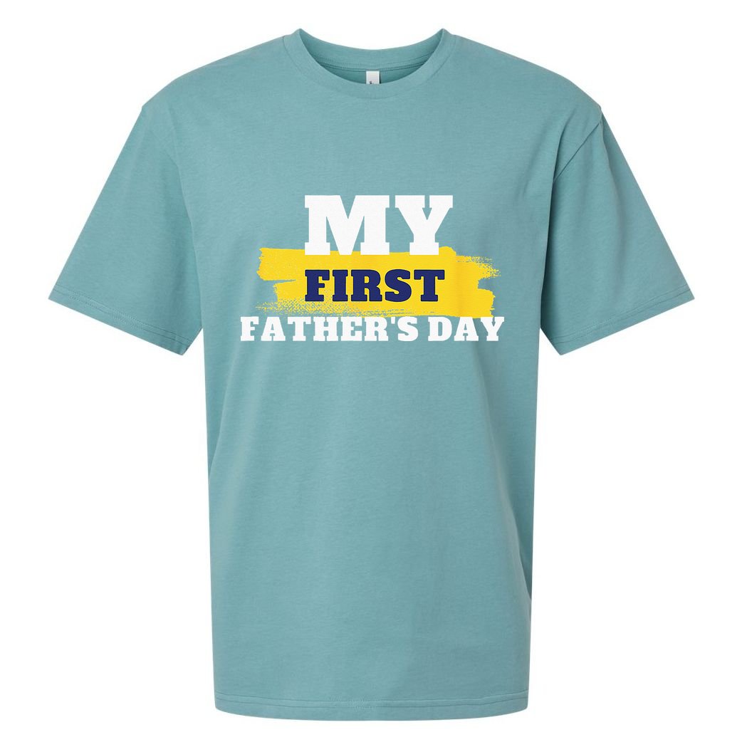 First Fathers Day Tee First Time Dad Father Gift Sueded Cloud Jersey T-Shirt