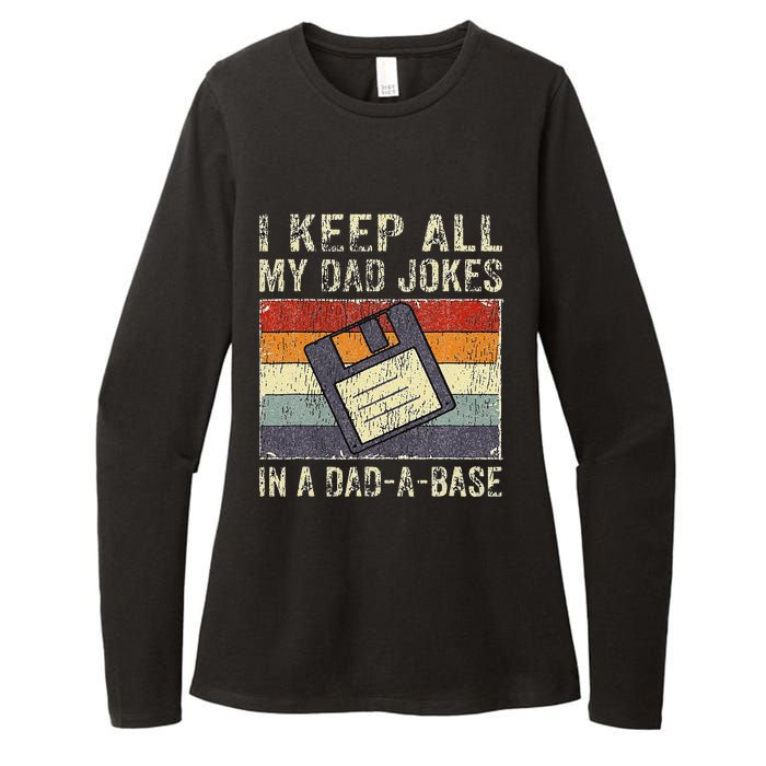 Funny Father's Day Daddy Jokes in Dadabase Vintage Retro Womens CVC Long Sleeve Shirt