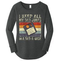 Funny Father's Day Daddy Jokes in Dadabase Vintage Retro Women's Perfect Tri Tunic Long Sleeve Shirt