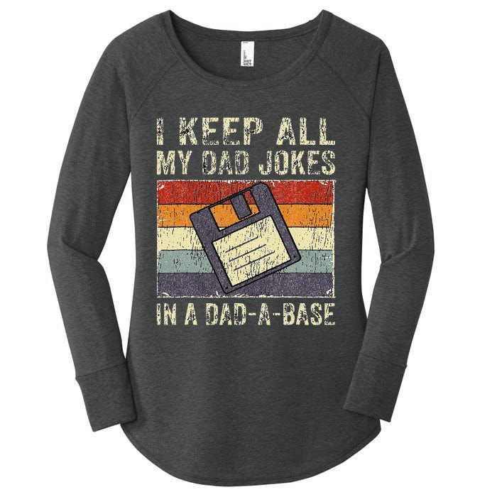 Funny Father's Day Daddy Jokes in Dadabase Vintage Retro Women's Perfect Tri Tunic Long Sleeve Shirt