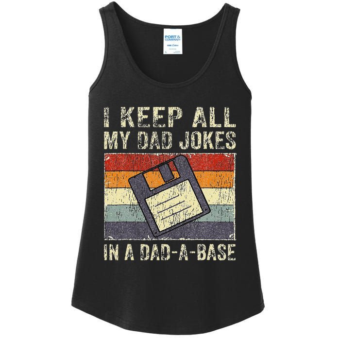 Funny Father's Day Daddy Jokes in Dadabase Vintage Retro Ladies Essential Tank