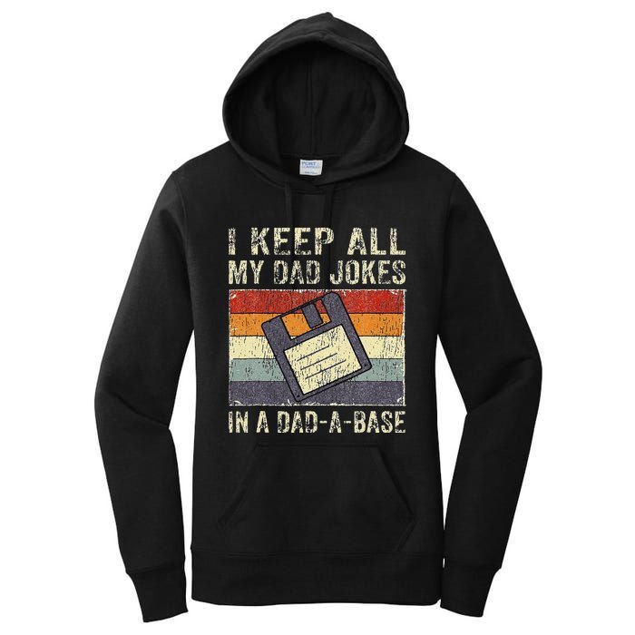 Funny Father's Day Daddy Jokes in Dadabase Vintage Retro Women's Pullover Hoodie