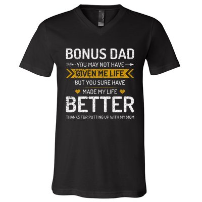 Funny Father's Day Bonus Dad Gifts from Daughter Son Wife V-Neck T-Shirt