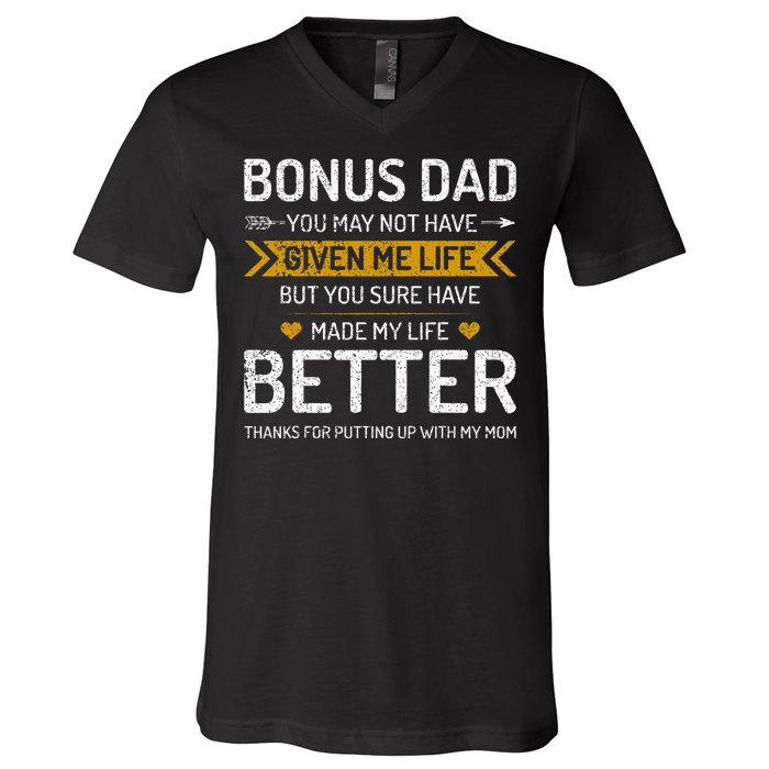 Funny Father's Day Bonus Dad Gifts from Daughter Son Wife V-Neck T-Shirt