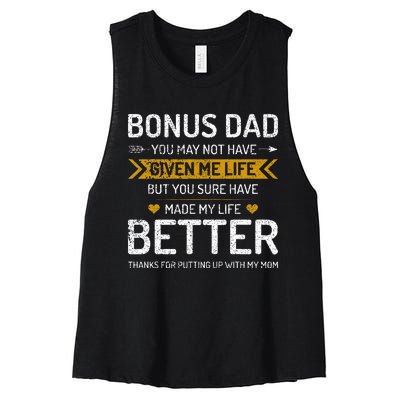 Funny Father's Day Bonus Dad Gifts from Daughter Son Wife Women's Racerback Cropped Tank