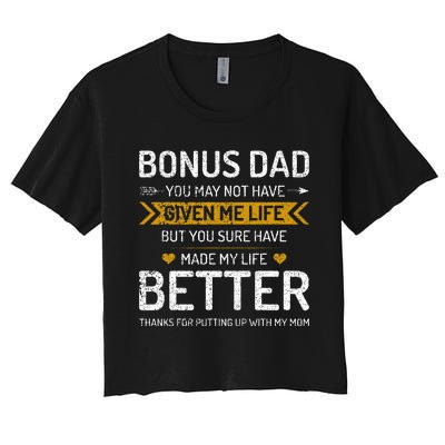 Funny Father's Day Bonus Dad Gifts from Daughter Son Wife Women's Crop Top Tee