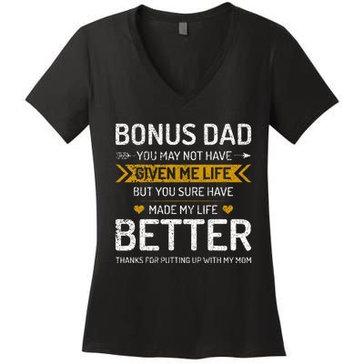 Funny Father's Day Bonus Dad Gifts from Daughter Son Wife Women's V-Neck T-Shirt