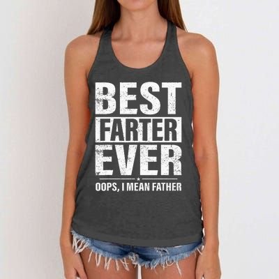 Funny Fathers Day Best Farter Ever Oops I Mean Father Fart Women's Knotted Racerback Tank