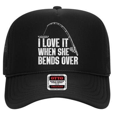 Funny Fishing Design For   Fisherman Fishing Rod High Crown Mesh Back Trucker Hat