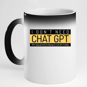 Funny Fathers Day Nerd Gift From Daughter To Dad Chat GPT 11oz Black Color Changing Mug