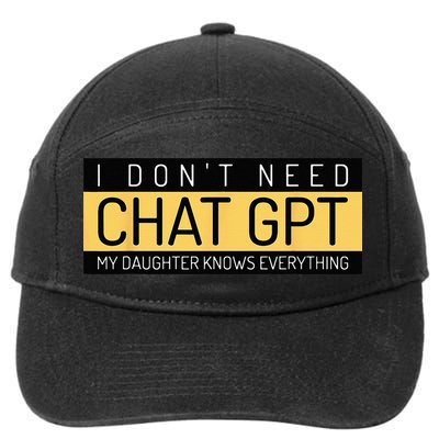 Funny Fathers Day Nerd Gift From Daughter To Dad Chat GPT 7-Panel Snapback Hat