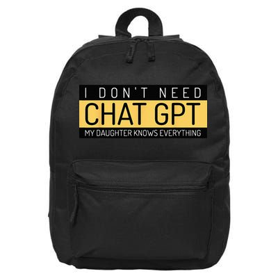 Funny Fathers Day Nerd Gift From Daughter To Dad Chat GPT 16 in Basic Backpack