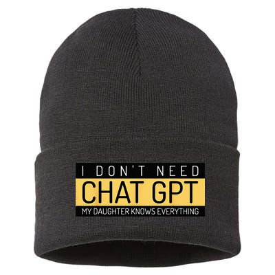 Funny Fathers Day Nerd Gift From Daughter To Dad Chat GPT Sustainable Knit Beanie