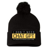 Funny Fathers Day Nerd Gift From Daughter To Dad Chat GPT Pom Pom 12in Knit Beanie