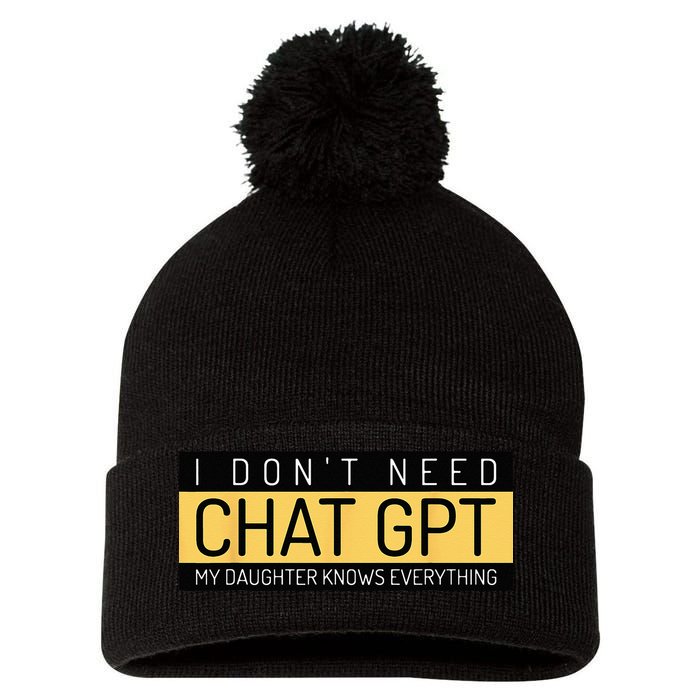 Funny Fathers Day Nerd Gift From Daughter To Dad Chat GPT Pom Pom 12in Knit Beanie