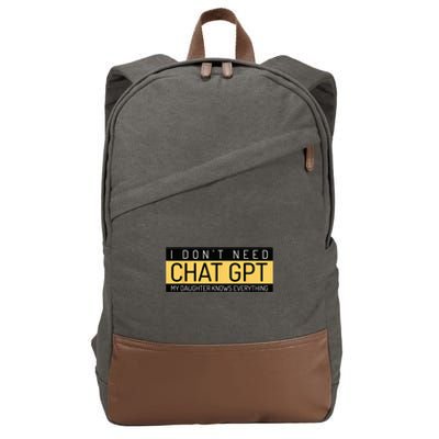 Funny Fathers Day Nerd Gift From Daughter To Dad Chat GPT Cotton Canvas Backpack