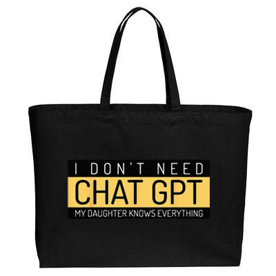 Funny Fathers Day Nerd Gift From Daughter To Dad Chat GPT Cotton Canvas Jumbo Tote