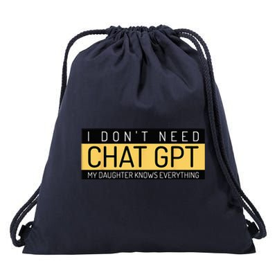 Funny Fathers Day Nerd Gift From Daughter To Dad Chat GPT Drawstring Bag