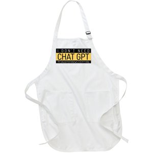 Funny Fathers Day Nerd Gift From Daughter To Dad Chat GPT Full-Length Apron With Pockets