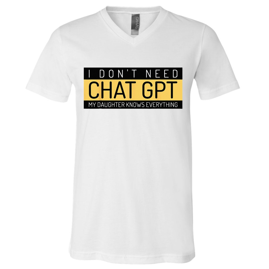Funny Fathers Day Nerd Gift From Daughter To Dad Chat GPT V-Neck T-Shirt
