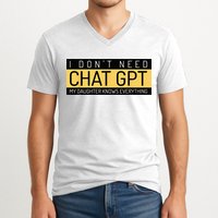 Funny Fathers Day Nerd Gift From Daughter To Dad Chat GPT V-Neck T-Shirt