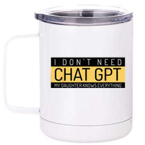 Funny Fathers Day Nerd Gift From Daughter To Dad Chat GPT 12 oz Stainless Steel Tumbler Cup