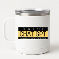 Funny Fathers Day Nerd Gift From Daughter To Dad Chat GPT 12 oz Stainless Steel Tumbler Cup