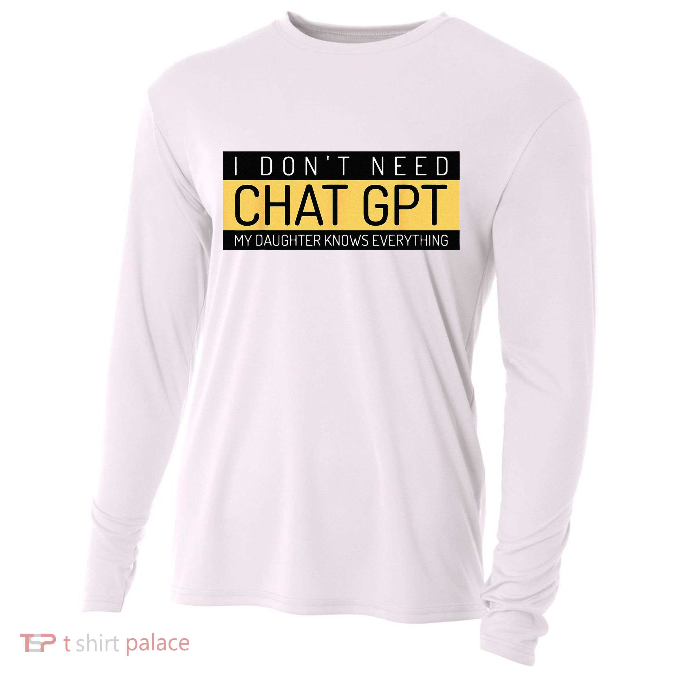 Funny Fathers Day Nerd Gift From Daughter To Dad Chat GPT Cooling Performance Long Sleeve Crew