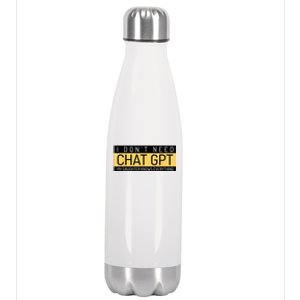 Funny Fathers Day Nerd Gift From Daughter To Dad Chat GPT Stainless Steel Insulated Water Bottle