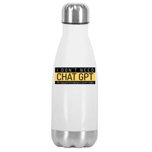 Funny Fathers Day Nerd Gift From Daughter To Dad Chat GPT Stainless Steel Insulated Water Bottle