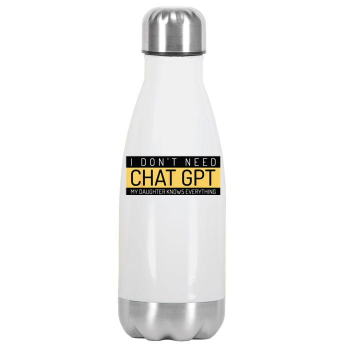 Funny Fathers Day Nerd Gift From Daughter To Dad Chat GPT Stainless Steel Insulated Water Bottle