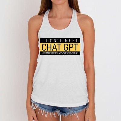 Funny Fathers Day Nerd Gift From Daughter To Dad Chat GPT Women's Knotted Racerback Tank