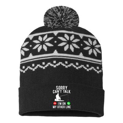 Funny Fishing Dad Funny Reel Cool Fish Bass Fishing USA-Made Snowflake Beanie