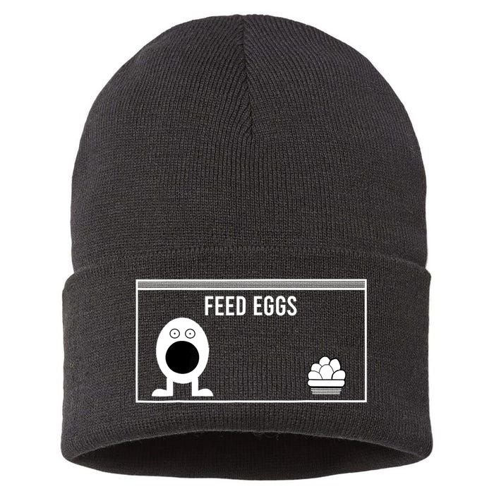 Funny Feed Eggs I Think You Should Leave Gifts For Men Sustainable Knit Beanie