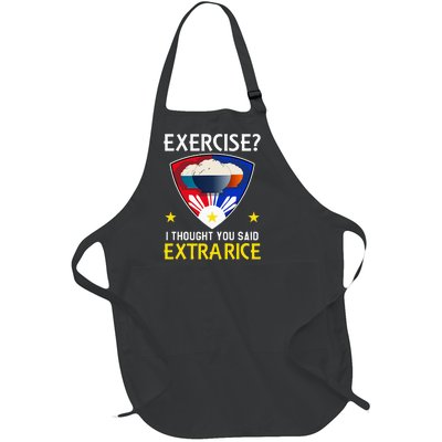 Filipino Food Extra Rice Exercise Philippine Funny Pinoy Full-Length Apron With Pockets